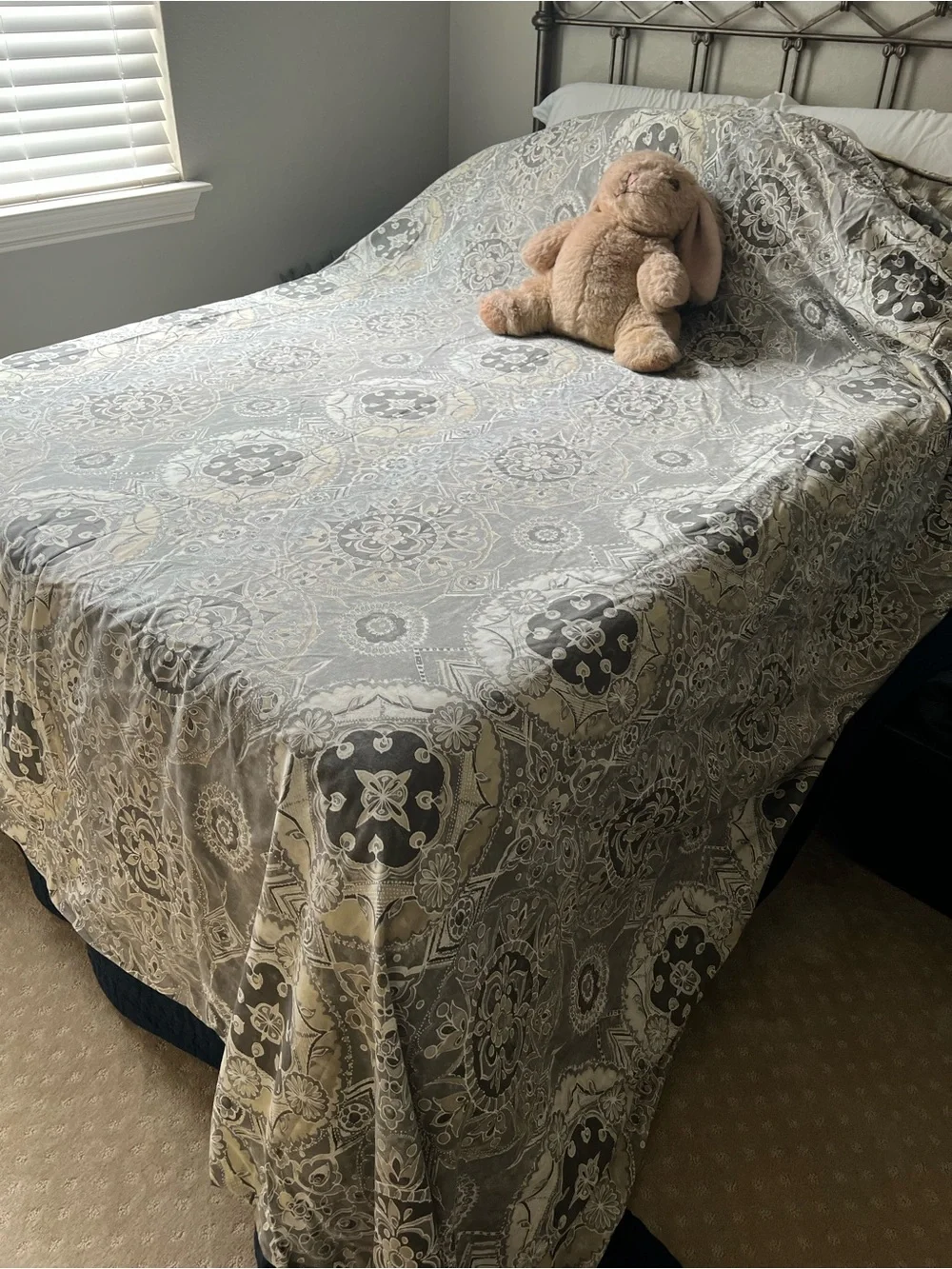 Neutral Medallion Pattern Comforter Duvet Cover - Gray & Cream